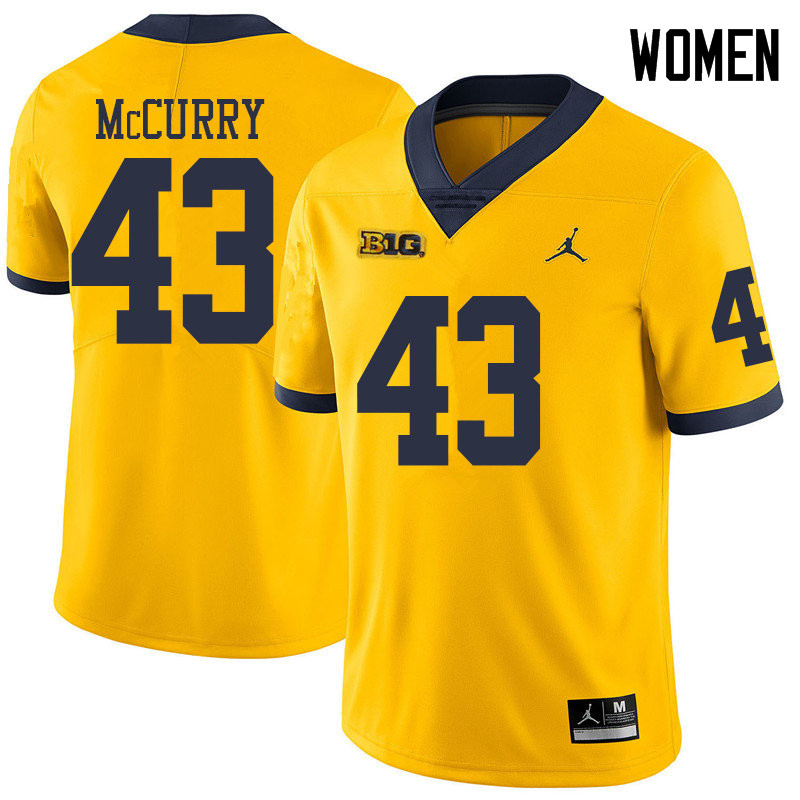 Jordan Brand Women #43 Jake McCurry Michigan Wolverines College Football Jerseys Sale-Yellow
